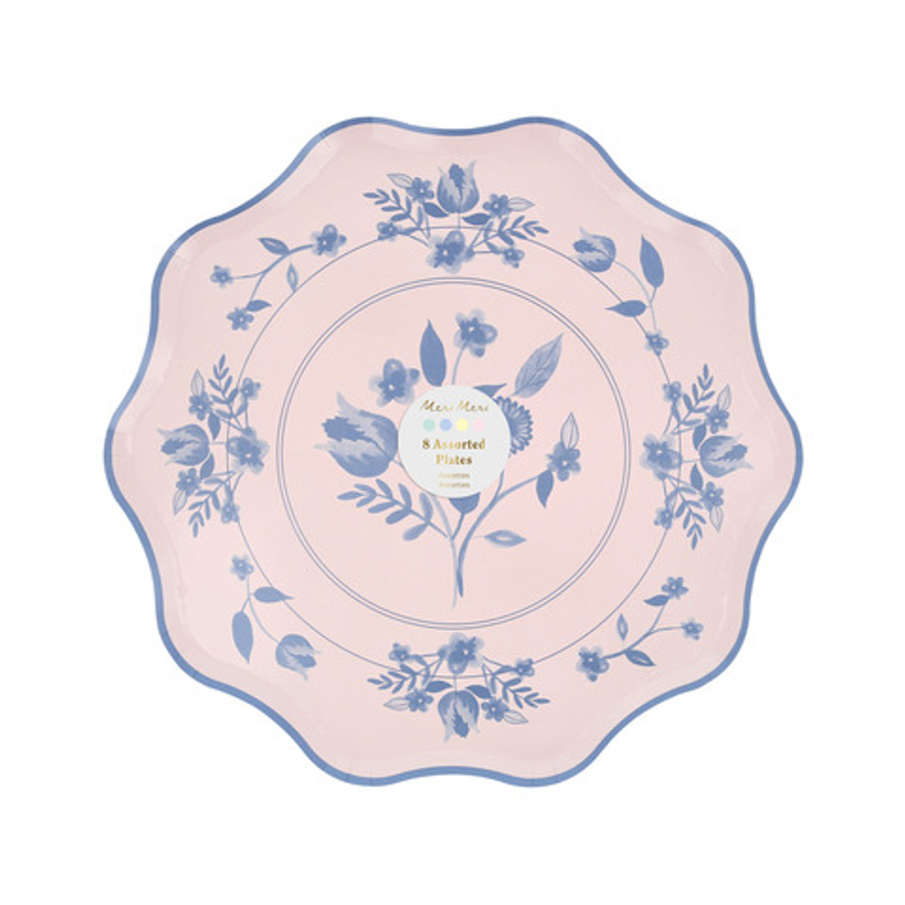 Тарелки пастельные маленькие "Винтаж с растительным орнаментом" 8 шт.