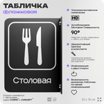 Табличка Столовая флажковая на стену, двусторонняя с крепежом, 19 х 25 см, для офиса, кафе, ресторана, серия COSMO, Айдентика Технолоджи