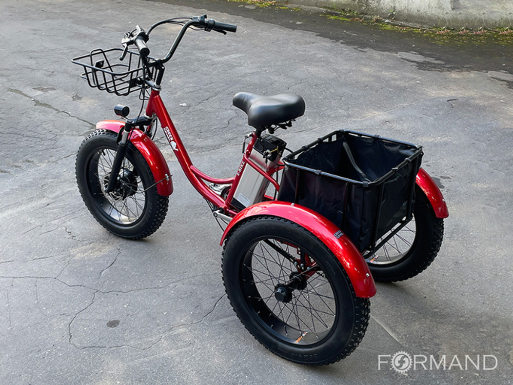 Электрический трицикл фэтбайк GreenCamel Трайк-F20 (500W 12Ah), Красный