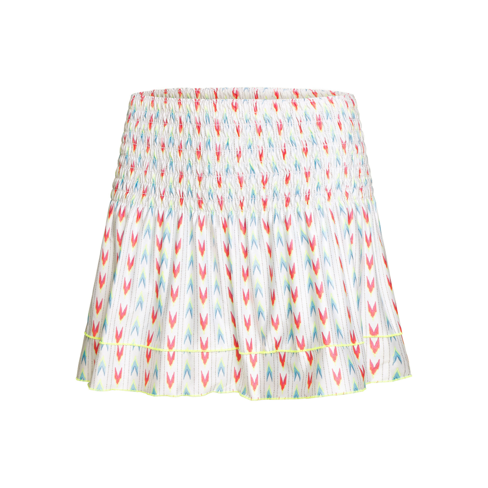 Женская теннисная юбка Lucky in Love Long Arrowhead Smocked Skirt Women - White, Multicoloured