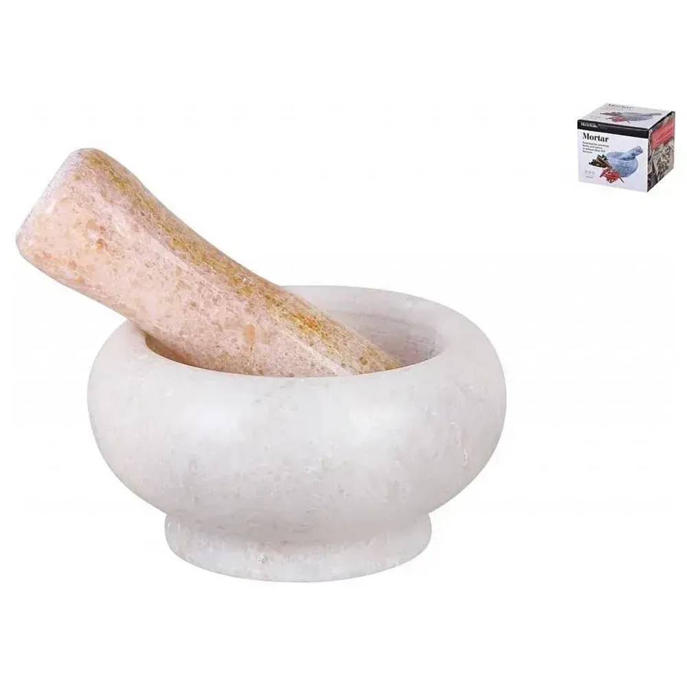 Ступка с пестиком 8.5см мрамор коричневая+беж