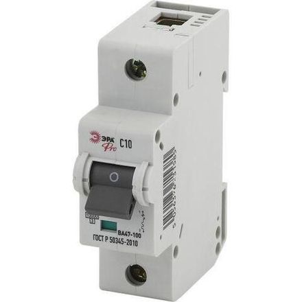 Выключатель автоматический модульный 1п C 10А 10кА ВА47-100 PRO NO-902-260 ЭРА Б0048850