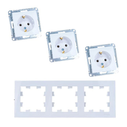 Розетка 1-м СП AtlasDesign 16А IP20 с заземл. механизм бел. с рамкой 3