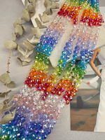 Стеклянные бусины, граненный шар 8 мм, нить 35 см, радужный микс