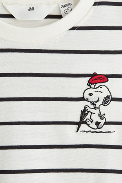 H&M Лонгслив с принтом, белый/черный