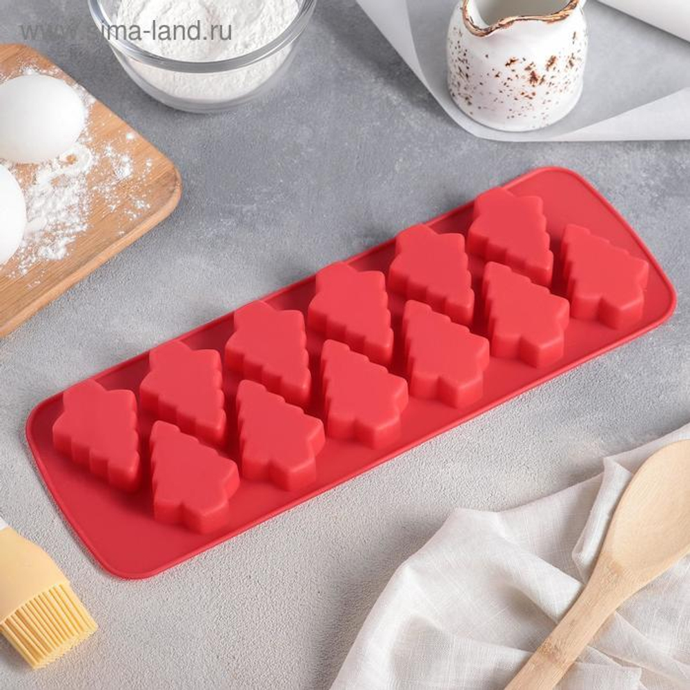 Форма силиконовая "Елочки мини" 12 ячеек, 33*12 см.