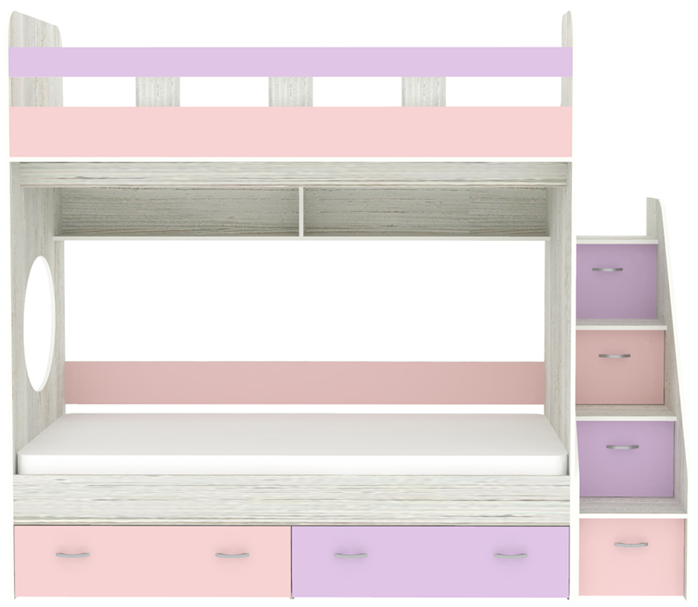Двухъярусная кровать КарИВи Юниор 1 80х190 Винтерберг Ирис Розовый