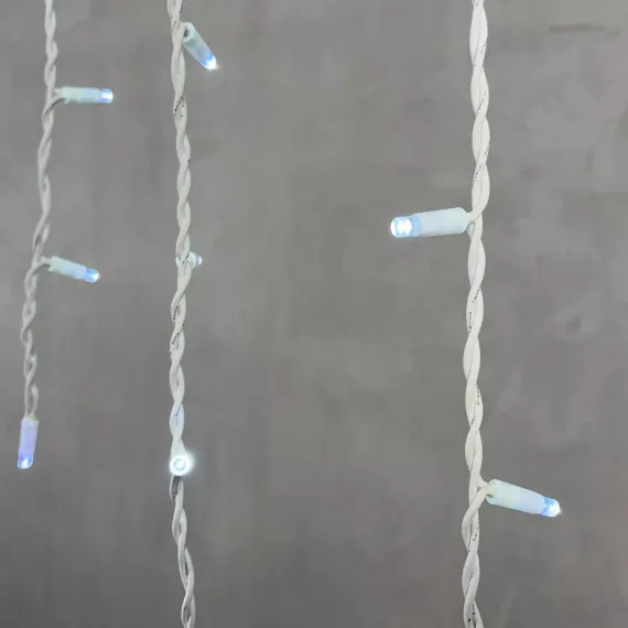 Светодиодная бахрома с колпачком 3,2*0,9 м., 168 холодных белых LED ламп, мерцание, каучуковый белый провод, LTC (LL168BLW-8-2W)