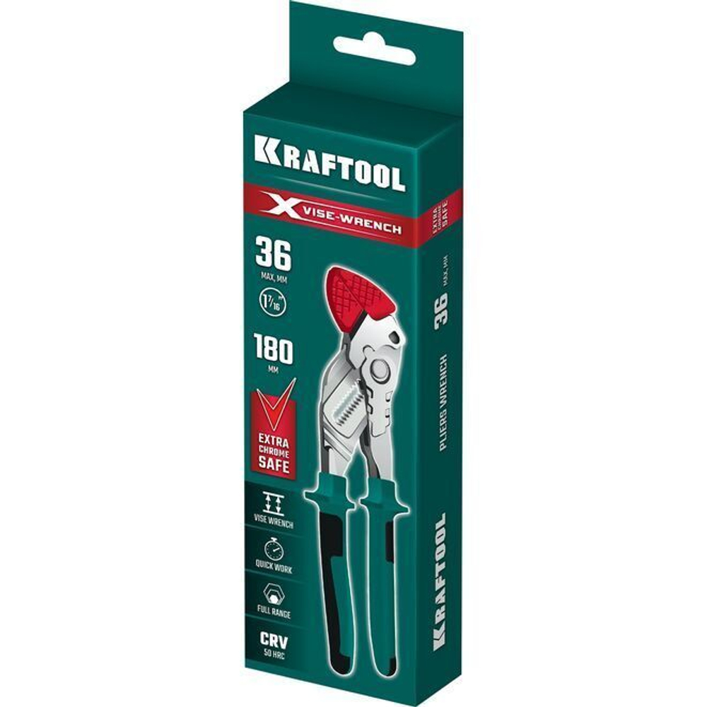 KRAFTOOL VISE-WRENCH X 180 мм, Клещи переставные-гаечный ключ с двухкомпонентными рукоятками и пластиковыми накладками (22066)