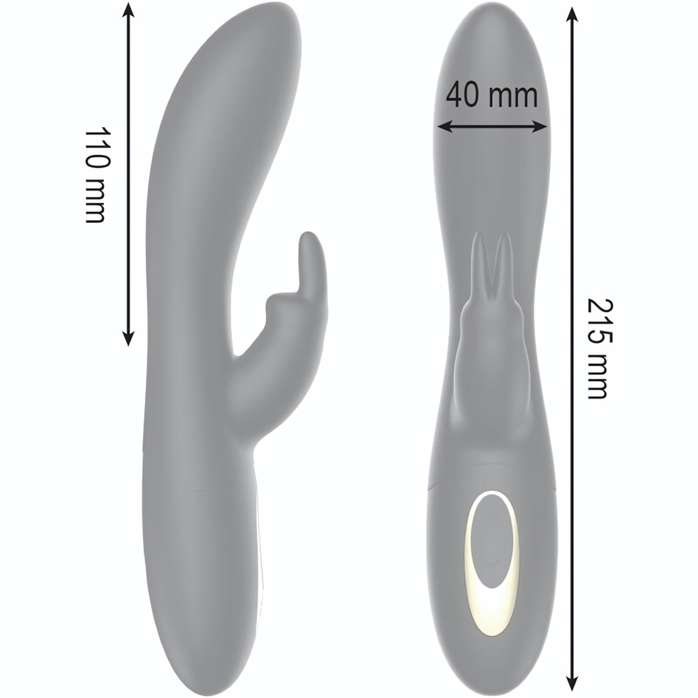Черный вибратор-кролик с ротацией - 21,5 см. (Цвет: черный)