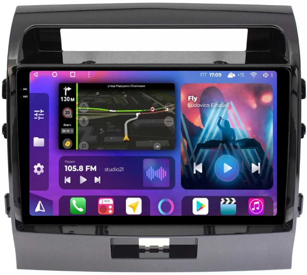 Магнитола для Toyota Land Cruiser 200 2007-2015 (экран климата внизу) - FarCar BM381M монитор 10.36" QLED на Android 14, TS10, 4+32Гб, CarPlay, 4G SIM-слот