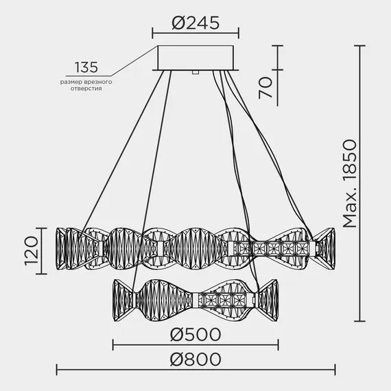 Подвесная люстра MODELUX ML.785.800.500 CP