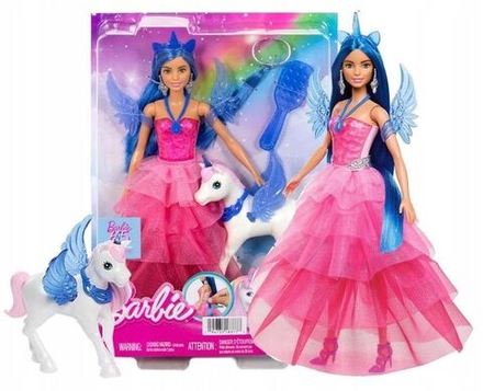 Кукла Mattel Barbie - Кукла с синими волосами и сапфировым крылатым единорогом - Барби HRR16