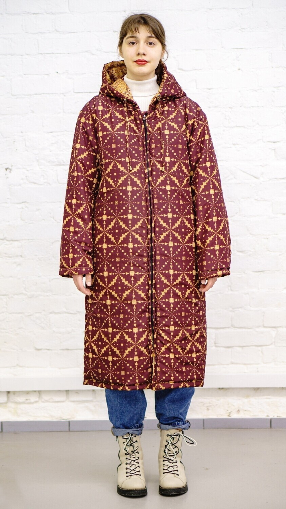 Двустороннее пальто-парка, по мотивам русского золотного шитья в церковных одеяниях