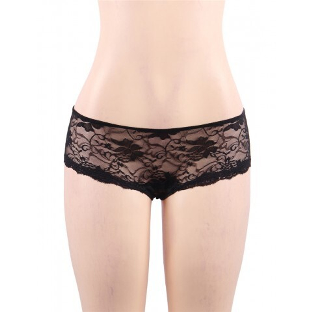 Трусики на завязках с доступом, черные, 3XL-4XL