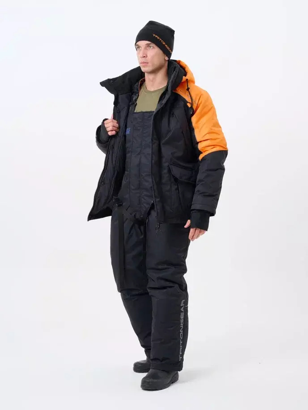 Костюм-поплавок TritonGear S&F Skif -40 (Таслан), Полукомбинезон, Черно-оранжевый