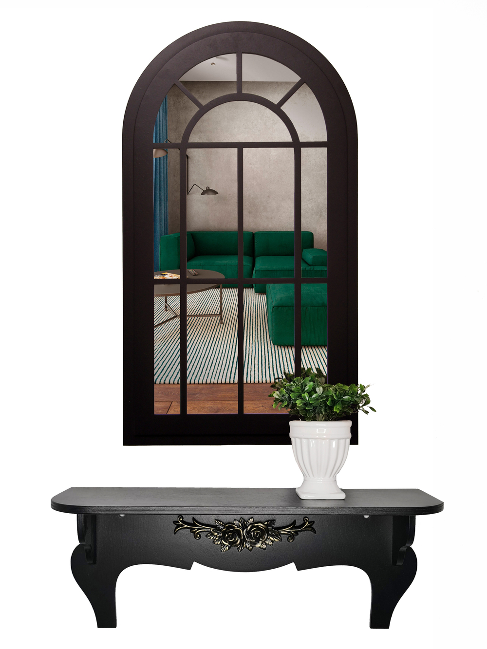 Декор для дома и интерьера "Зеркальное окно-арка" 67х34 см