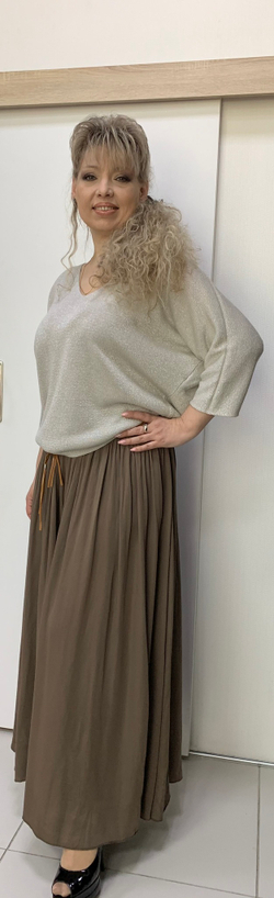 Итальянская сатиновая юбка на широком поясе