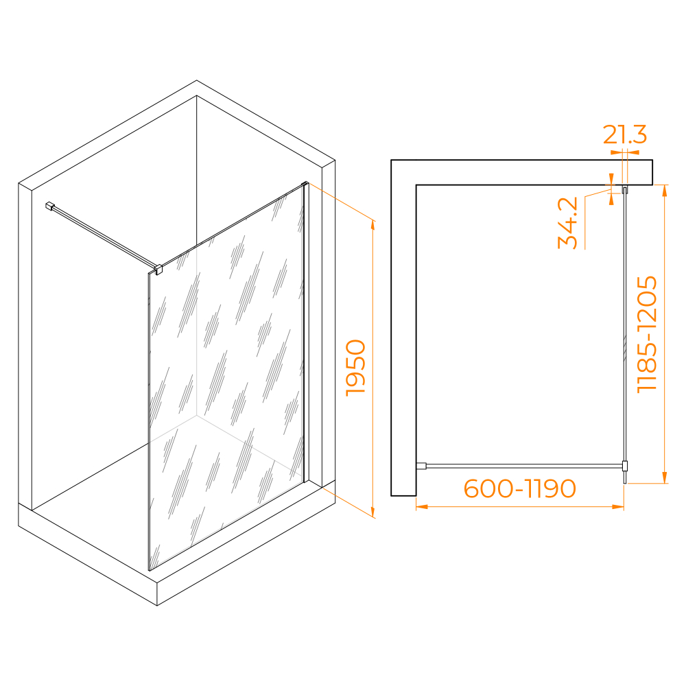 Душевая перегородка RGW WA-001 (Прозрачное, 1200)