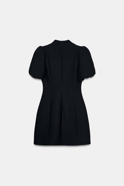 ZARA ПЛАТЬЕ С КОРОТКИМИ РУКАВАМИ «ФОНАРИК», ЧЕРНЫЙ