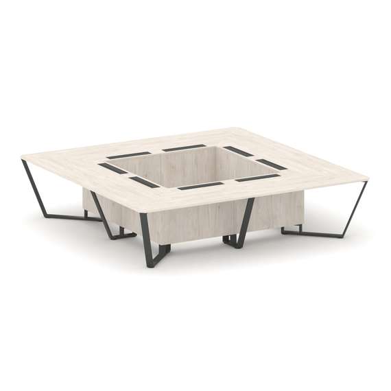 Steel Meet Стол переговорный квадратный KD-PR.B.SP-16K Денвер Светлый/Металл Антрацит 3200*3200*750