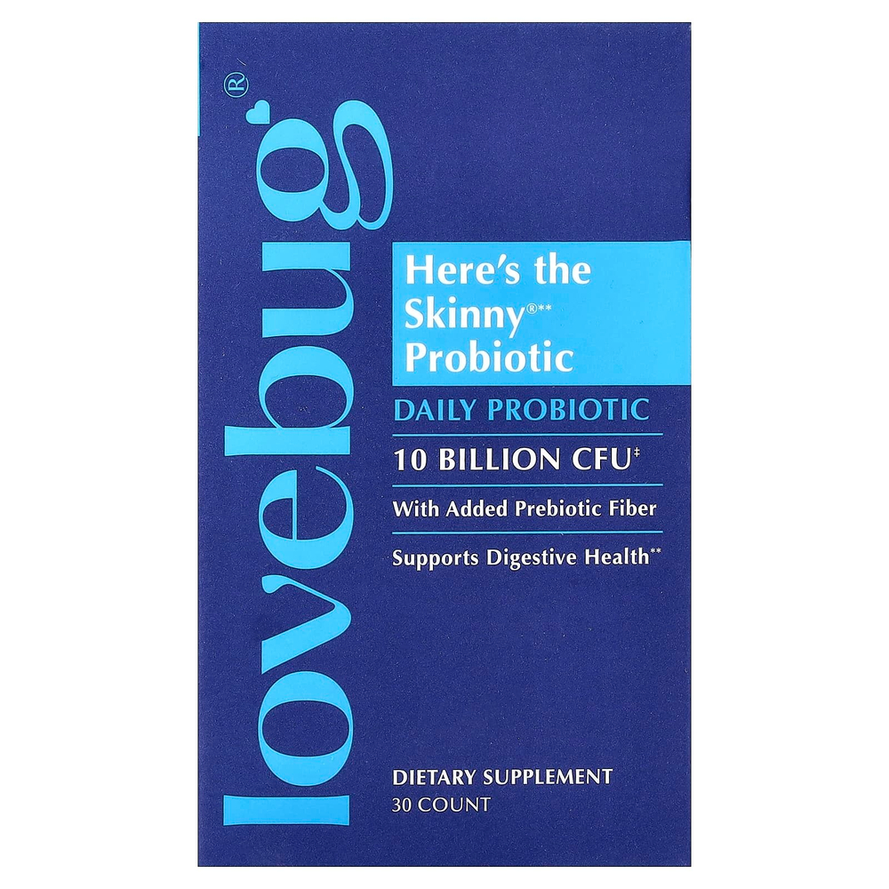 LoveBug Probiotics, Here's The Skinny®, пробиотик, 30 таблеток