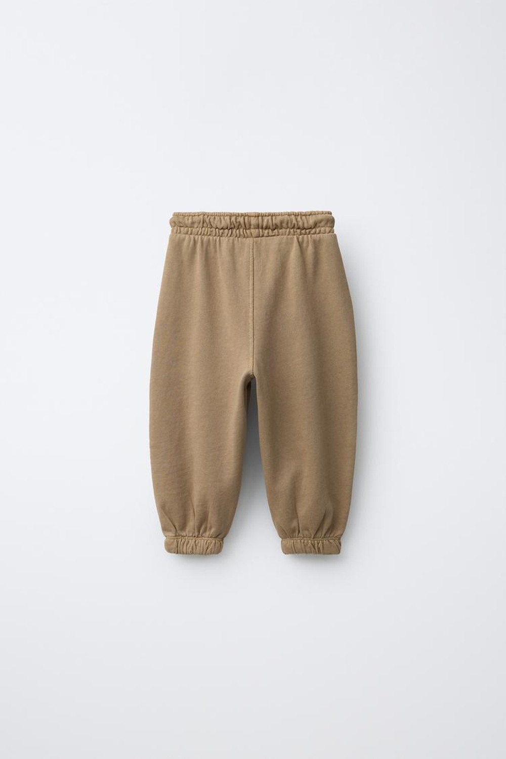 ZARA БРЮКИ-ДЖОГГЕРЫ GARMENT DYE С НАШИВКОЙ, РЫЖЕВАТО-КОРИЧНЕВЫЙ