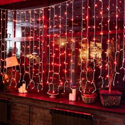 ULD-C2030-240-SWK RED IP67 Занавес светодиодный со статическим свечением. 3х2м. Соединяемый. 240 светодиодов. Красный свет. Провод белый. TM Uniel.