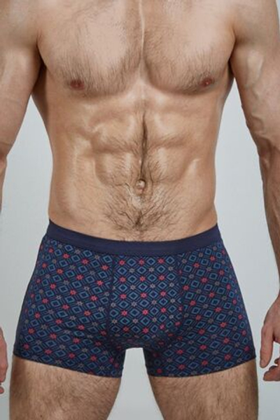 Мужские трусы-боксеры с мелким узором из ромбов и звезд (Размер: L) (Цвет: черный)