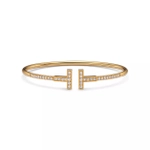 Браслет из жёлтого золота с бриллиантами, Tiffany 💠 T Wire Collection Pave
