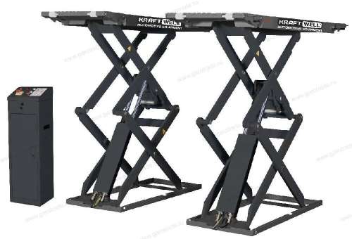 Ножничный подъемник короткий под пороги Напольный низкопрофильный KRW350SF (220 В) Серый Kraftwell