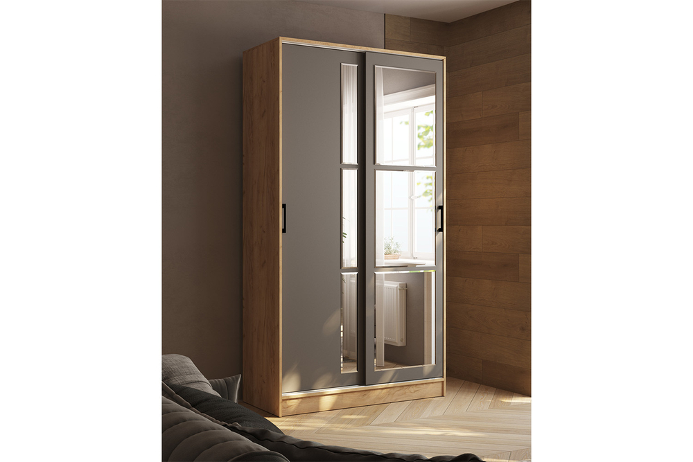 Шкаф-купе Стиль-2 120, Дуб Крафт Золотой, Графит серый