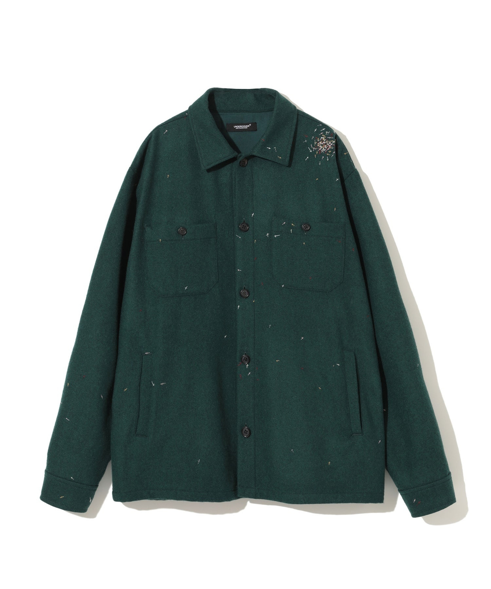UNDERCOVER РУБАШКА ЗЕЛЕНАЯ С ВЫШИТЫМИ КРЕСТАМИ