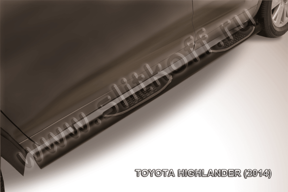 Пороги стальные Toyota Highlander (2014-2016) d76 с проступями (черные)