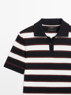 Massimo Dutti Свитер с воротником поло, темно-синий