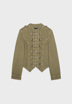 STRADIVARIUS ТВИЛОВАЯ КУРТКА С ПУГОВИЦАМИ, ХАКИ