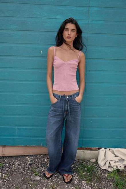 ZARA ДЖИНСЫ TRF RELAXED FIT СО СРЕДНЕЙ ПОСАДКОЙ, МОРСКОЙ СИНИЙ