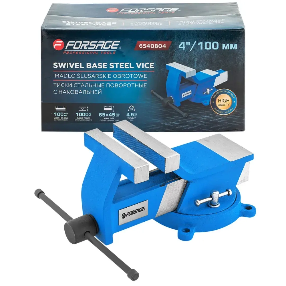 Тиски стальные поворотные с наковальней 4''-100мм Forsage F-6540804
