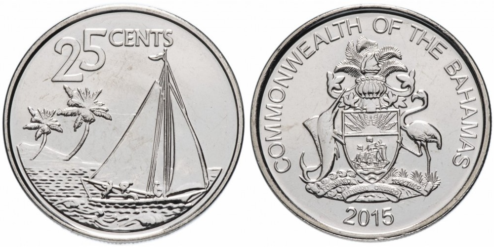 Багамы 25 центов, 2007 - 2015 Парусное судно XF