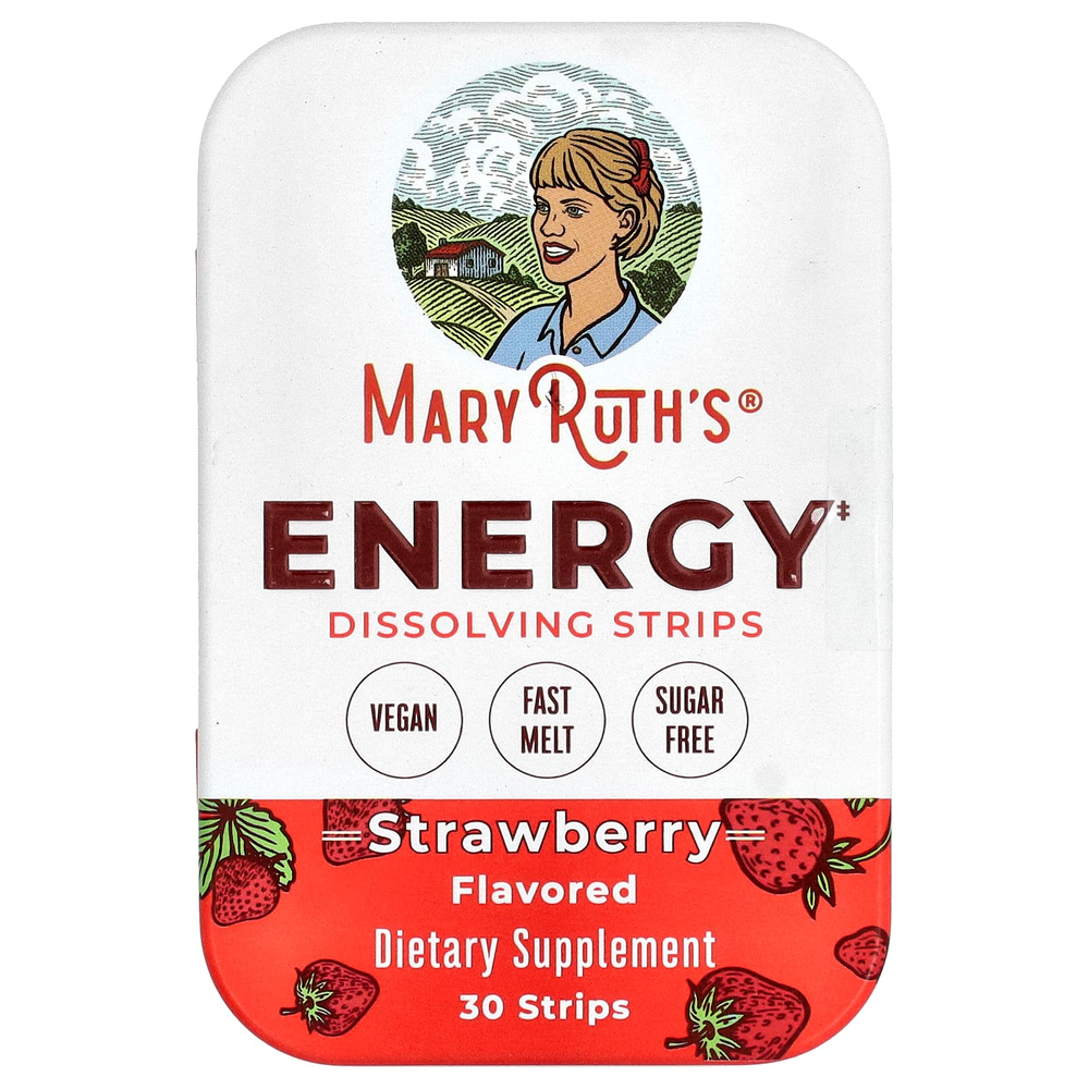 MaryRuth's, Полоски для растворения энергии, клубника`` 30 полосок