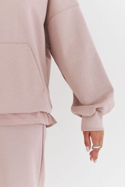 Худи свободного кроя из премиум футера цвета какао