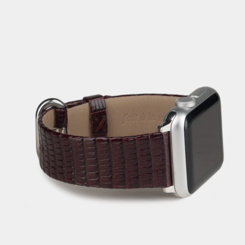 Ремешок для Apple Watch 40/41/42 mm из кожи ящерицы, бордового цвета