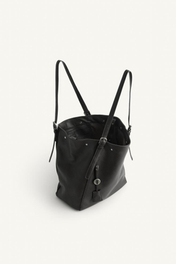 ZARA БОЛЬШАЯ КОЖАНАЯ СУМКА, КОРИЧНЕВЫЙ