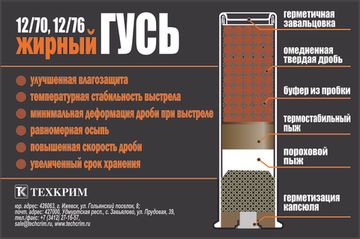ПАТРОН ДЛЯ ГРАЖДАНСКОГО ОРУЖИЯ 12Х76 (3) [ЖИРНЫЙ ГУСЬ ТК]