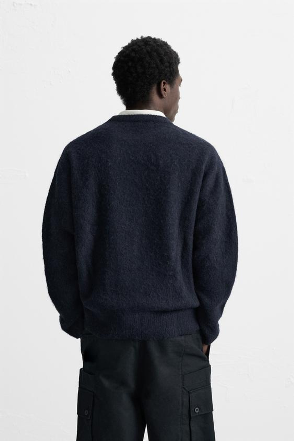 ZARA СВИТЕР ИЗ РЕЛЬЕФНОЙ ТКАНИ, МОРСКОЙ СИНИЙ