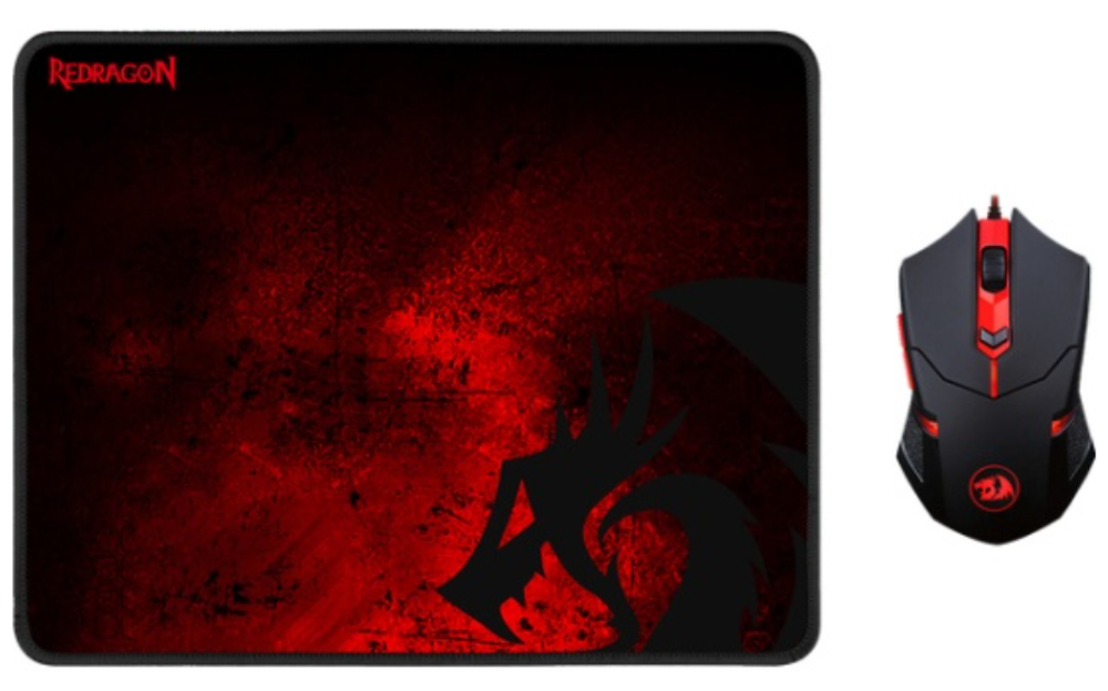 Игровой комплект Redragon M601BA проводная мышь+ коврик (черный/красный)
