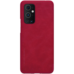 Кожаный чехол книжка красного цвета от Nillkin серии Qin Leather для смартфона OnePlus 9 Pro