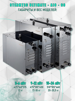 Steamtec TOLO AIO 60 - 6 кВт парогенератор для хамама и турецкой бани / Серия Premium