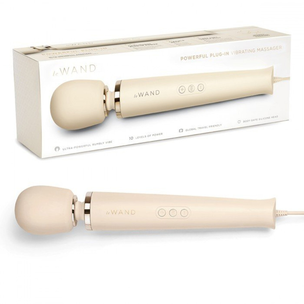 Кремовый проводной вибромассажер Le Wand Cream с 10-ю скоростями