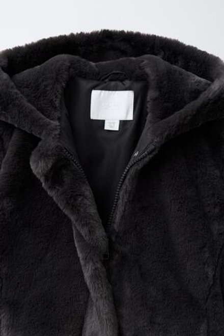 ZARA КУРТКА С КАПЮШОНОМ И ОТДЕЛКОЙ ПОД МЕХ, АНТРАЦИТОВО-СЕРЫЙ